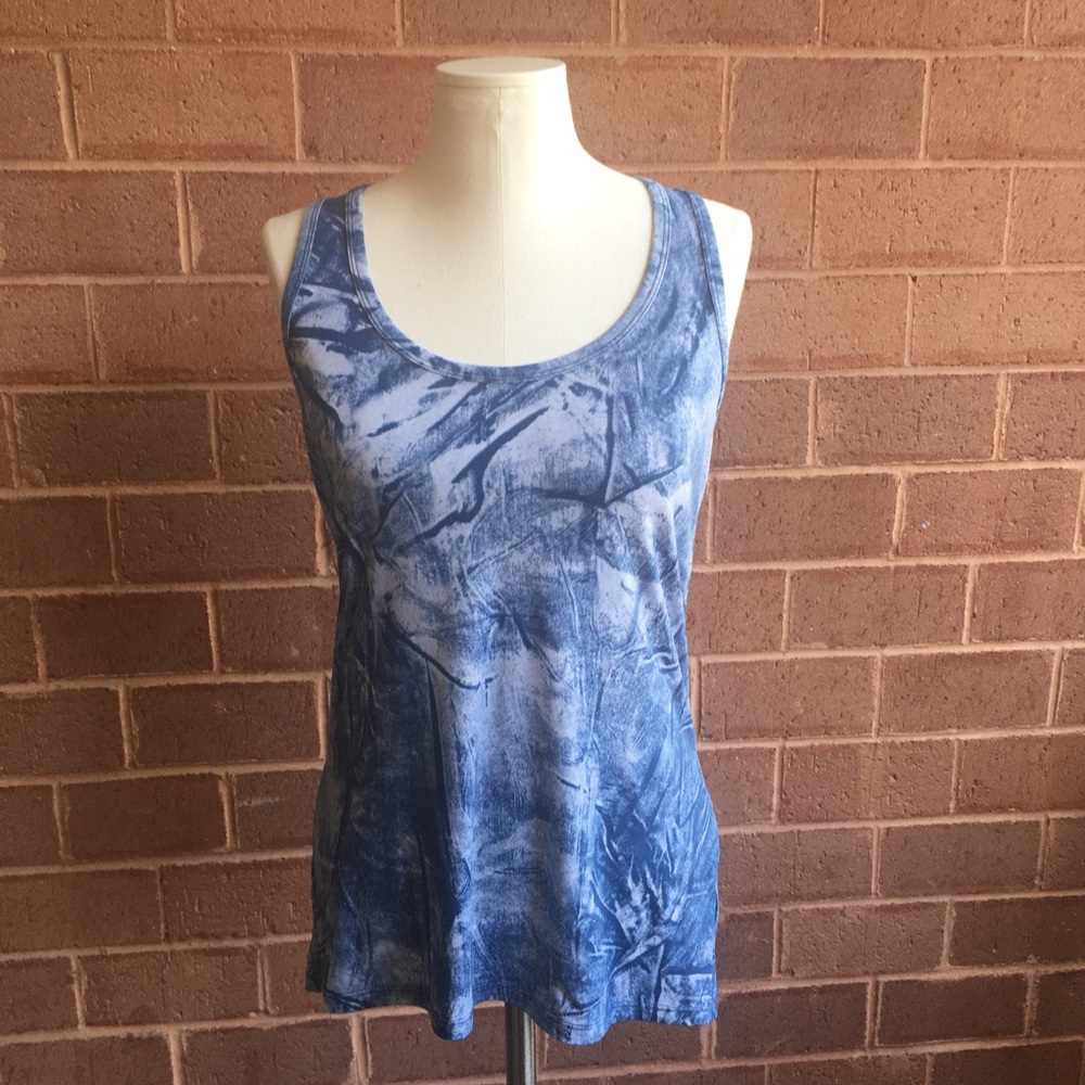 Michael Kors Blue Marble Patterned Tank Top